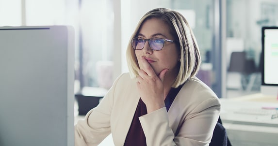 Woman working on computer in Google Docs